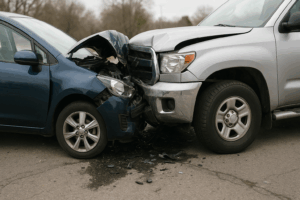 Dit is een foto van een ongeval van twee voertuigen