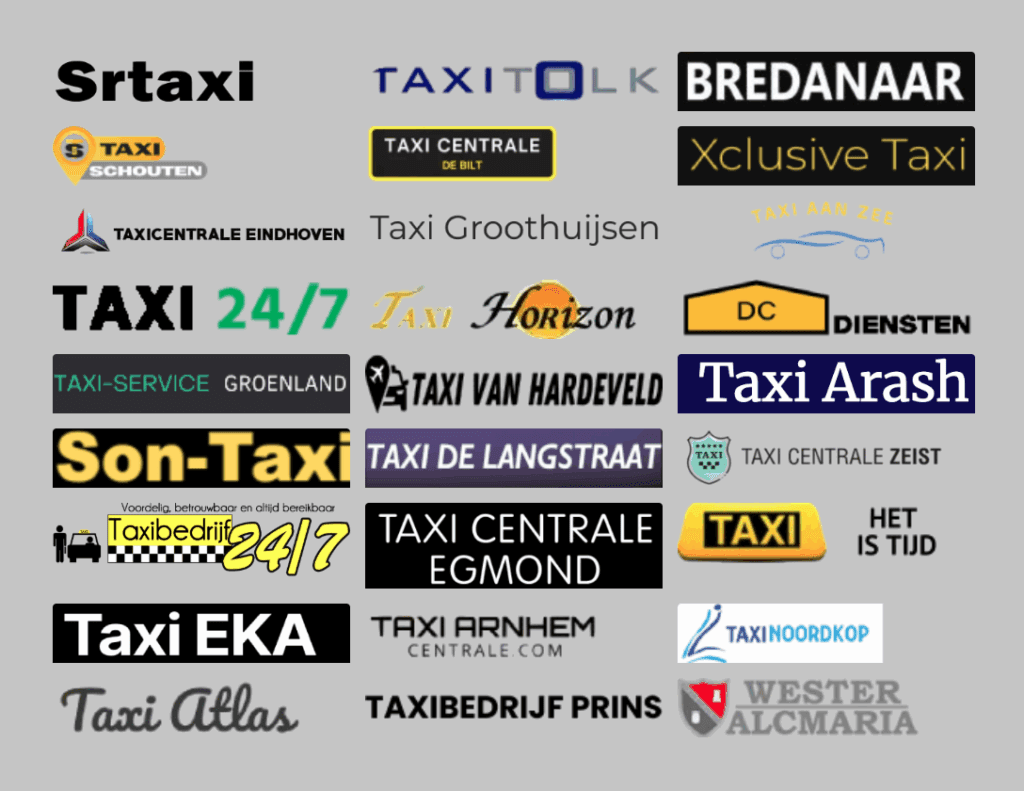 Een greep van taxibedrijven uit Nederland die een taxiverzekering bij JW Verzekering hebben.
