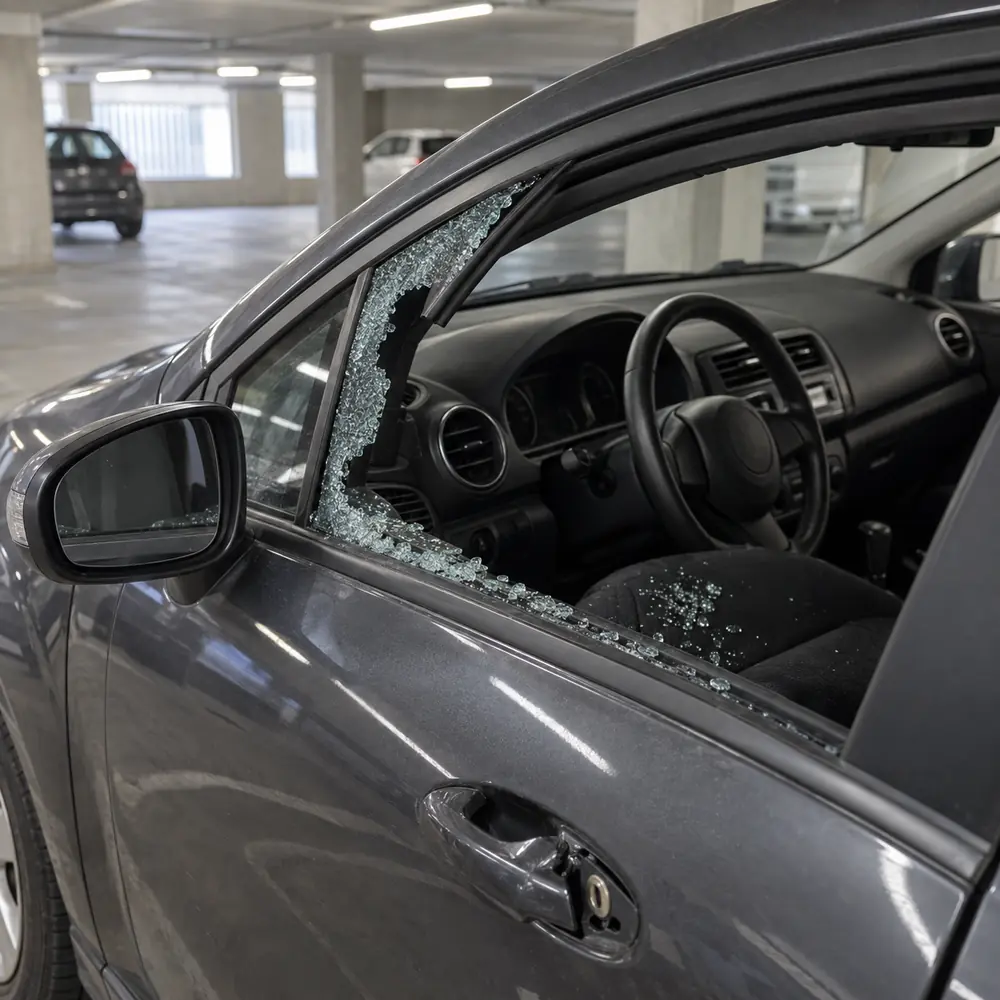 Opengebroken personenauto na diefstal of inbraak