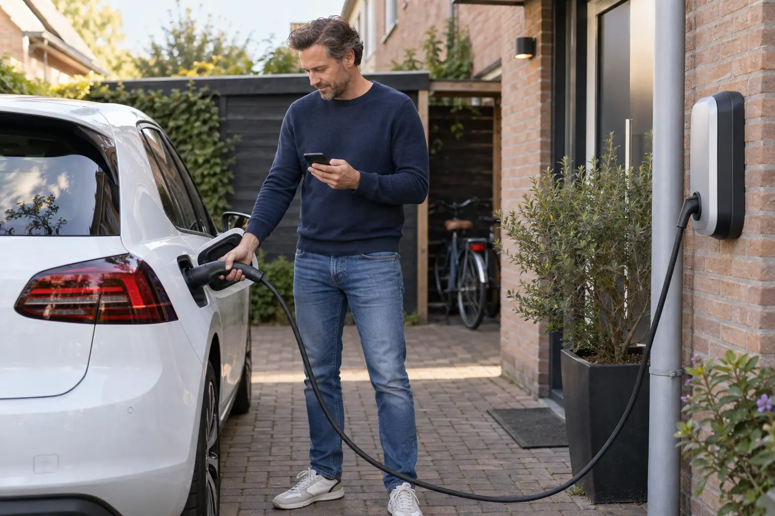 Tractieaccu en laadkabel van een elektrische personenauto