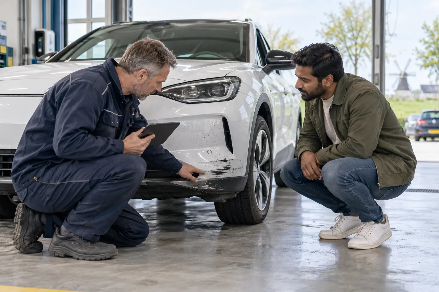 Accupakket en sensoren worden na autoschade gecontroleerd