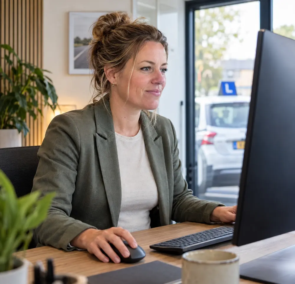 Startende rijschoolhouder vraagt de lesautoverzekering online aan