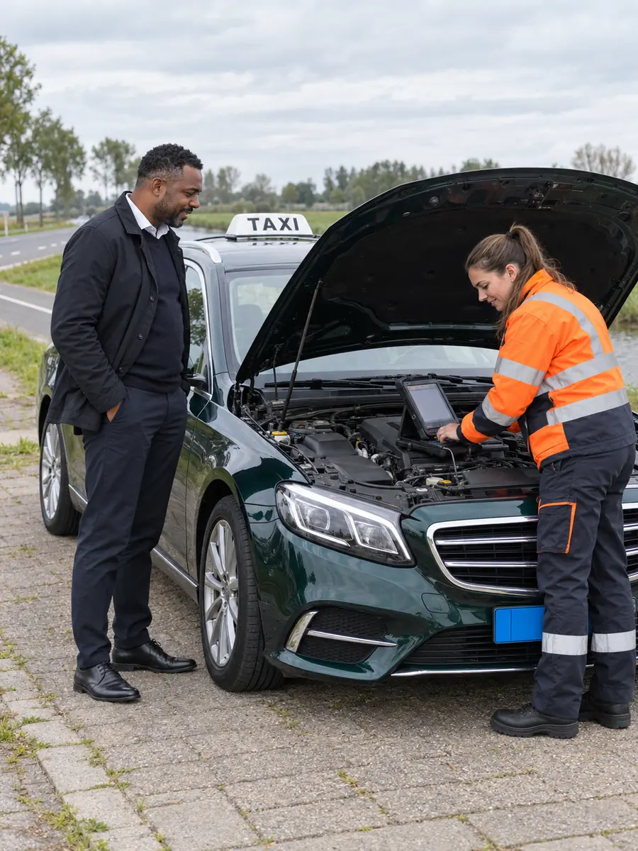Pechhulp bij een stilgevallen taxi in Nederland