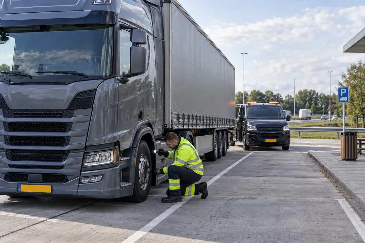 Pechhulp voor een zakelijke vrachtwagen Pechhulp bij een vrachtwagen langs de weg