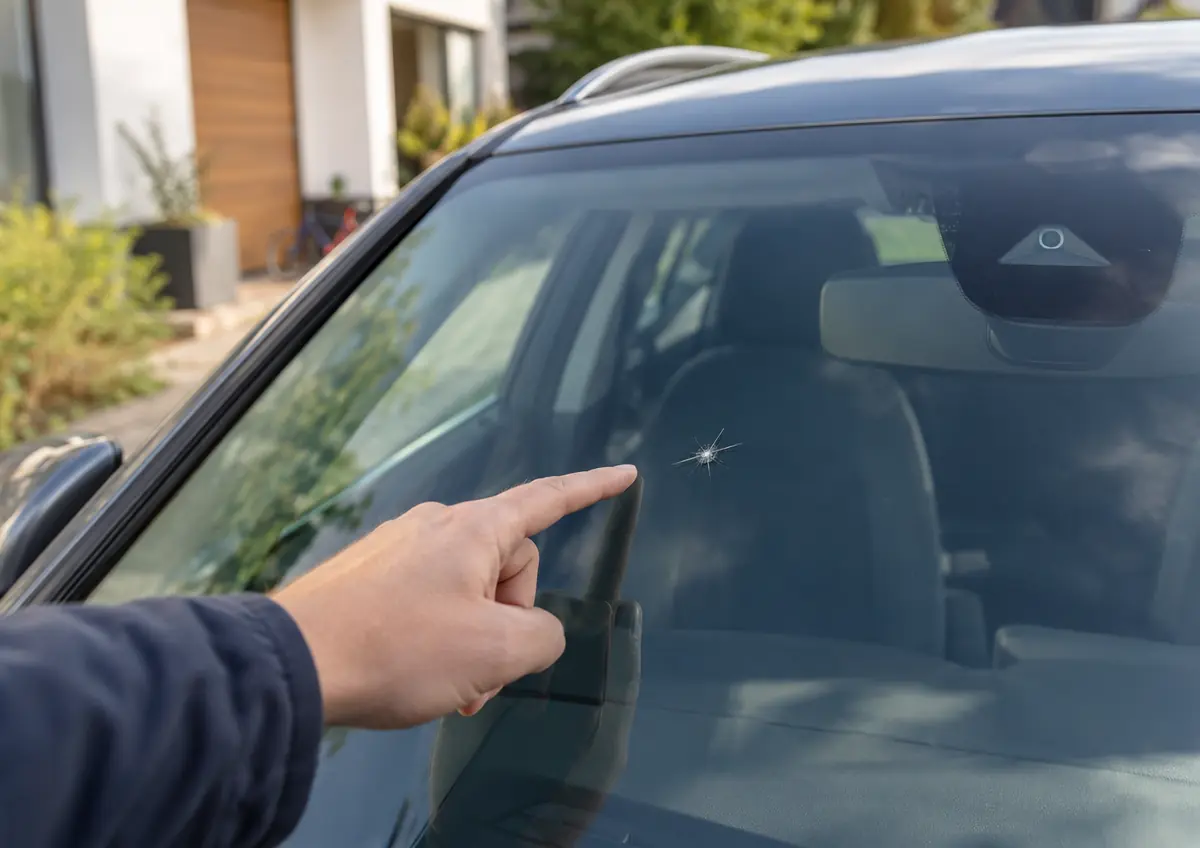 Ster in de voorruit van een moderne personenauto