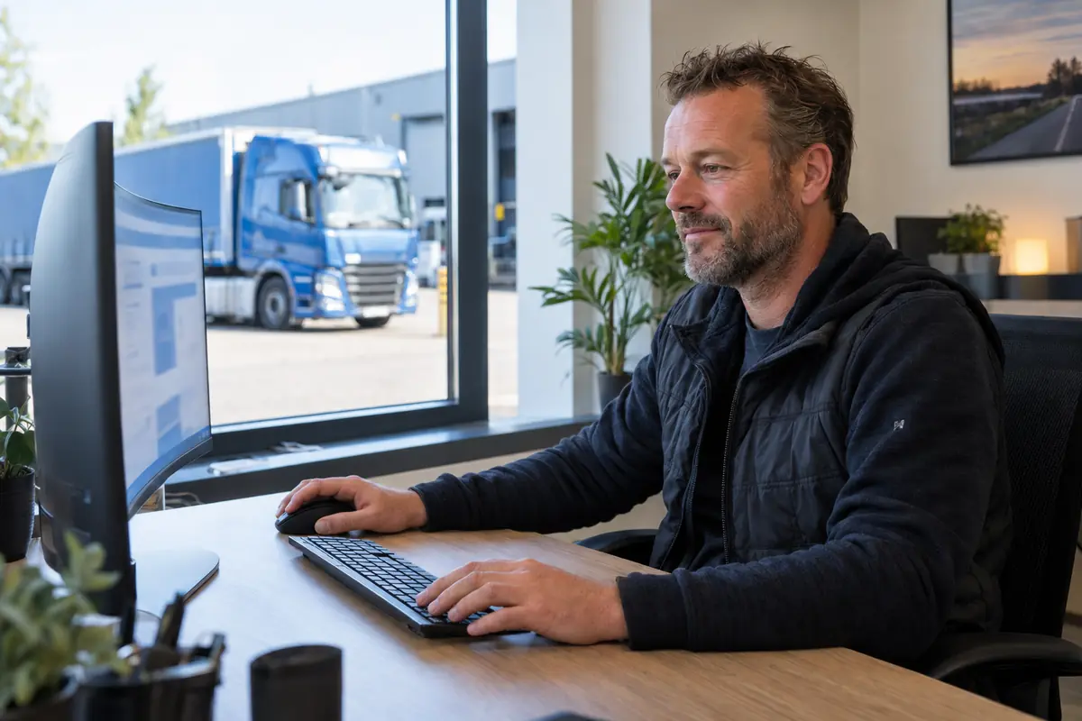 Eigen rijder vraagt online een vrachtwagenverzekering aan