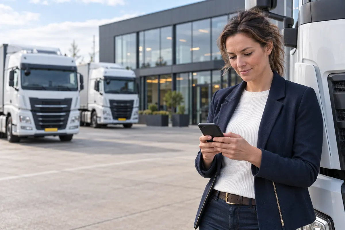Vrachtwagenverzekering online aanvragen Ondernemer vraagt een vrachtautoverzekering online aan
